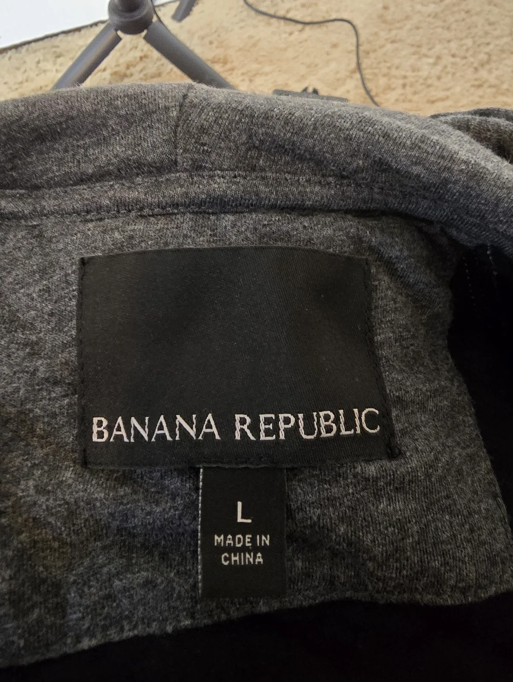 Banana Republic Mens Large Quilted Front Pocket Full Zip Hoodie Sweater Gray